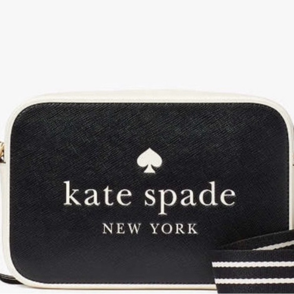 Kate Spade Oh Snap Camera Black and White Crossbody Bag NWT